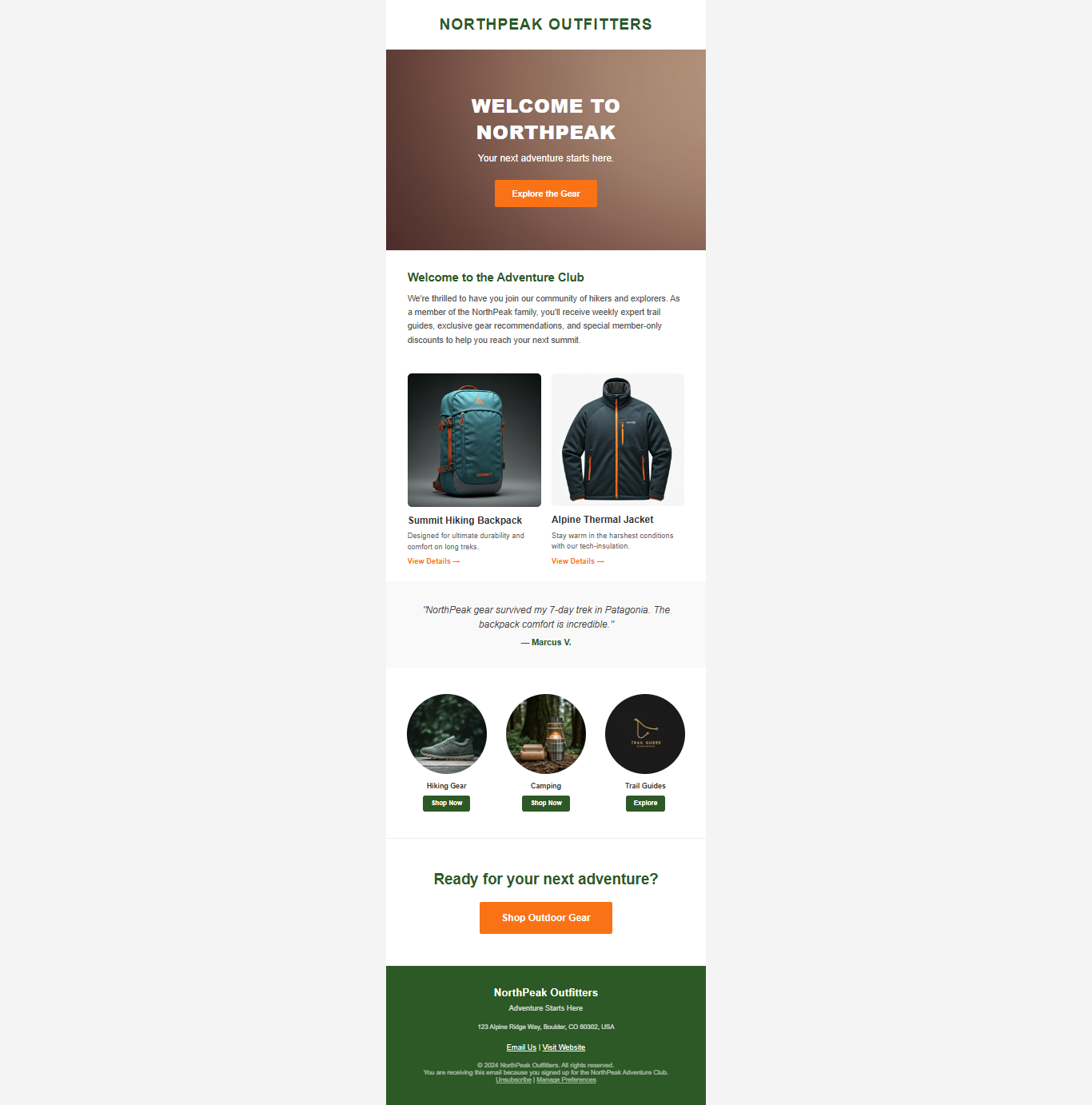 Welcome email design preview