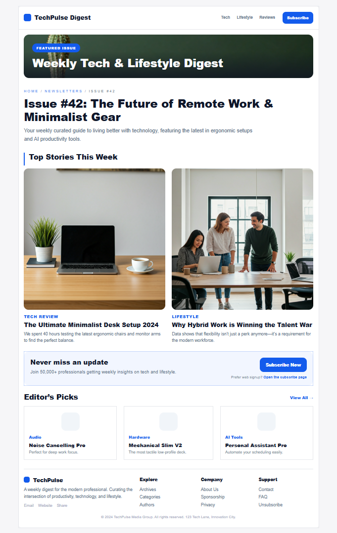 Newsletter email preview